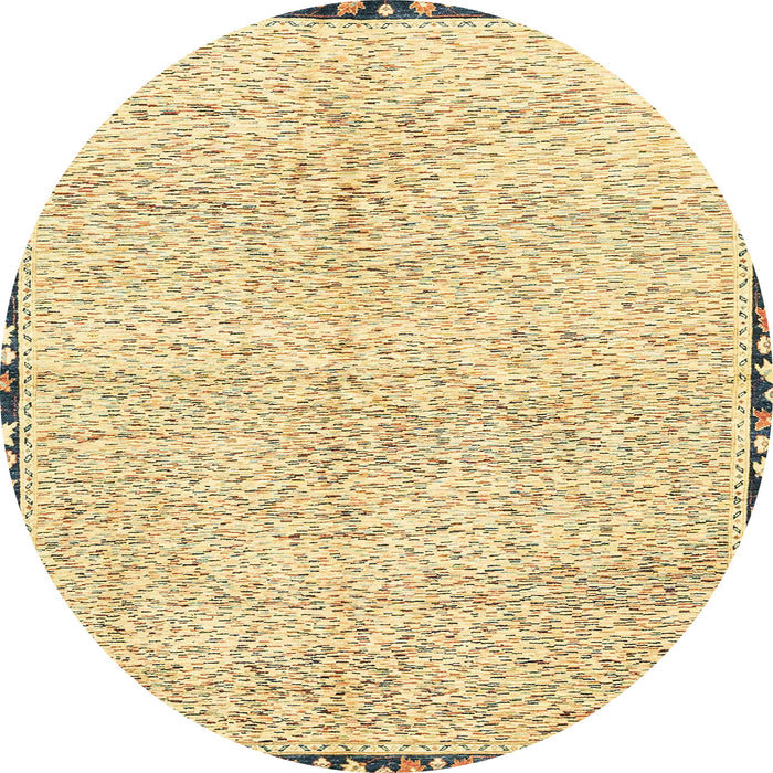 Round Machine Washable Abstract Sun Yellow Rug, wshabs3404