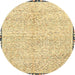 Round Machine Washable Abstract Sun Yellow Rug, wshabs3404