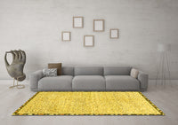 Machine Washable Abstract Yellow Modern Rug, wshabs3404yw