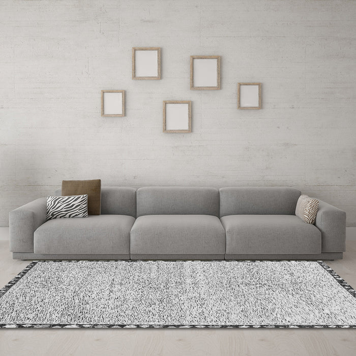 Machine Washable Abstract Gray Modern Rug in a Living Room,, wshabs3404gry