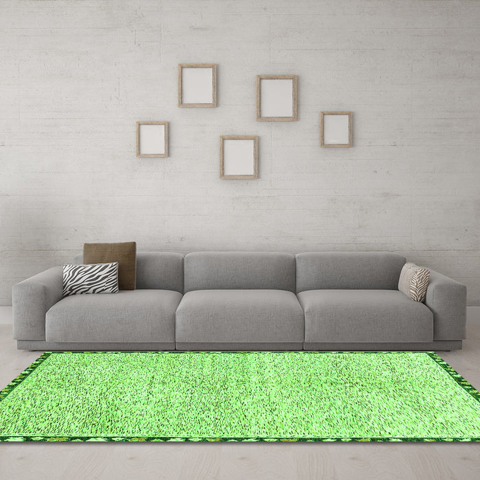 Machine Washable Abstract Green Modern Area Rugs in a Living Room,, wshabs3404grn