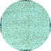 Round Abstract Light Blue Modern Rug, abs3404lblu