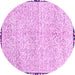 Round Machine Washable Abstract Purple Modern Area Rugs, wshabs3404pur