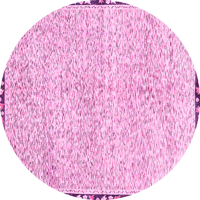 Round Machine Washable Abstract Pink Modern Rug, wshabs3404pnk