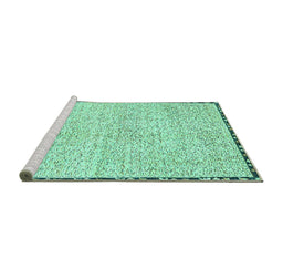 Sideview of Machine Washable Abstract Turquoise Modern Area Rugs, wshabs3404turq