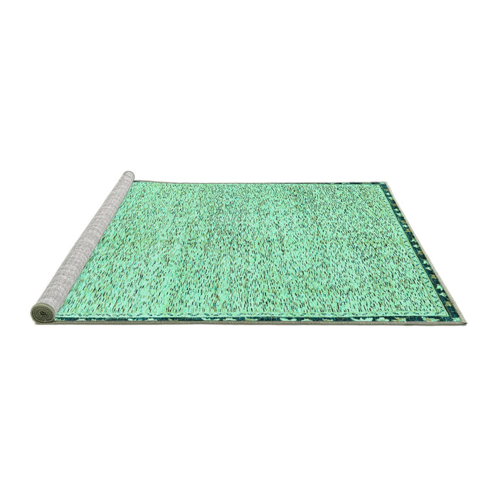 Sideview of Machine Washable Abstract Turquoise Modern Area Rugs, wshabs3404turq