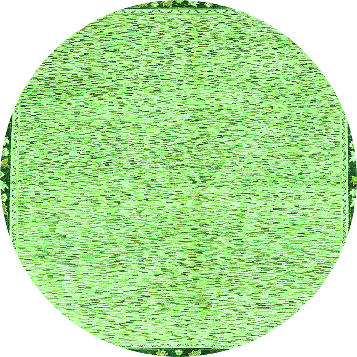 Round Machine Washable Abstract Green Modern Area Rugs, wshabs3404grn