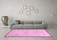 Machine Washable Abstract Pink Modern Rug, wshabs3404pnk