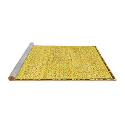 Sideview of Machine Washable Abstract Yellow Modern Rug, wshabs3404yw