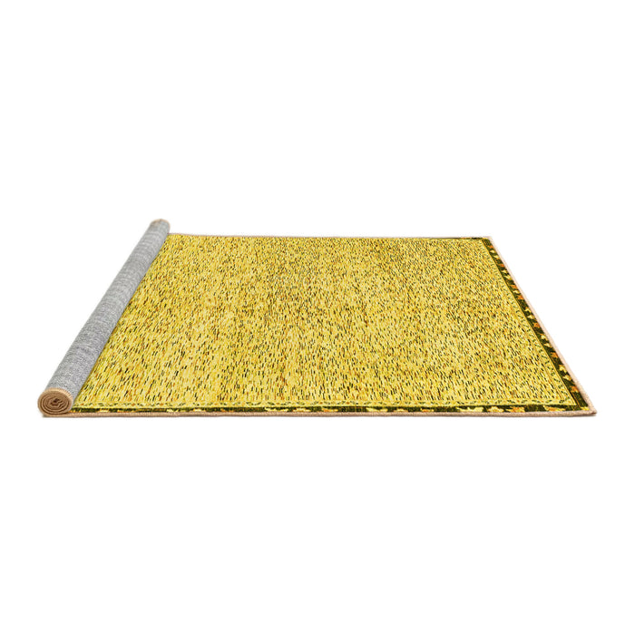 Sideview of Machine Washable Abstract Yellow Modern Rug, wshabs3404yw
