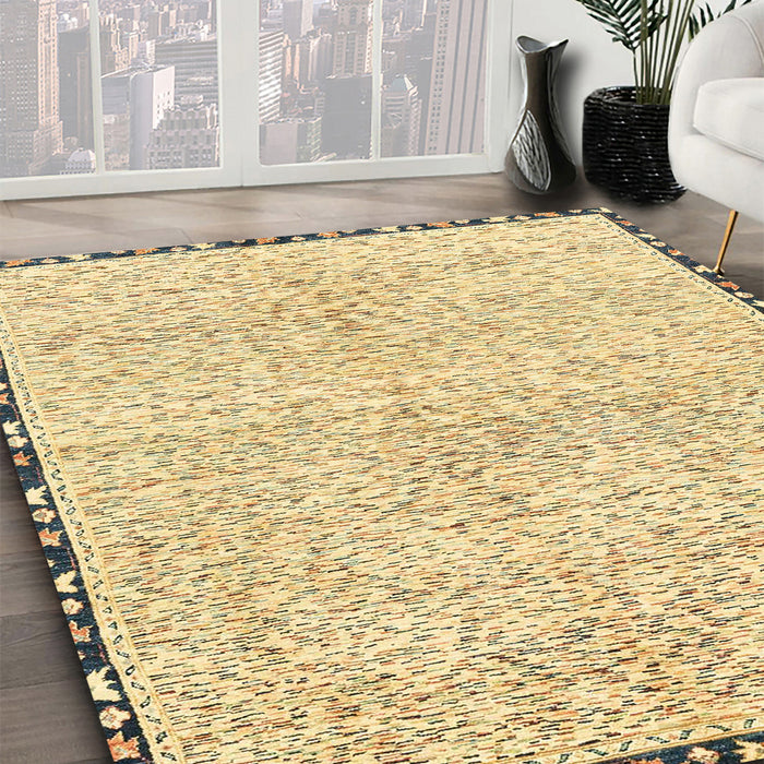 Machine Washable Abstract Sun Yellow Rug in a Family Room, wshabs3404