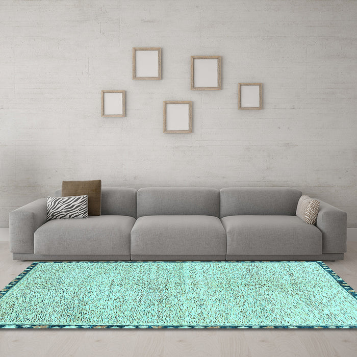 Machine Washable Abstract Light Blue Modern Rug in a Living Room, wshabs3404lblu