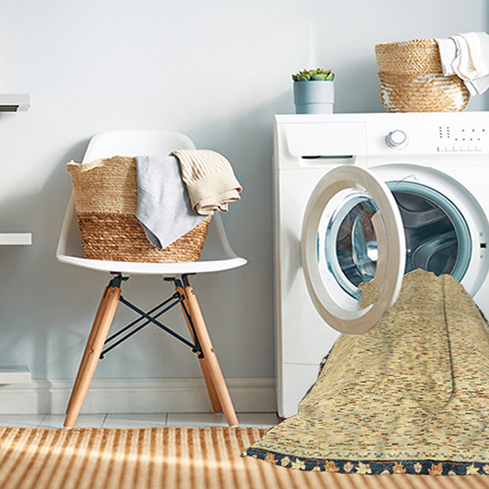 Machine Washable Abstract Sun Yellow Rug in a Washing Machine, wshabs3404