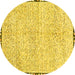 Round Machine Washable Abstract Yellow Modern Rug, wshabs3404yw