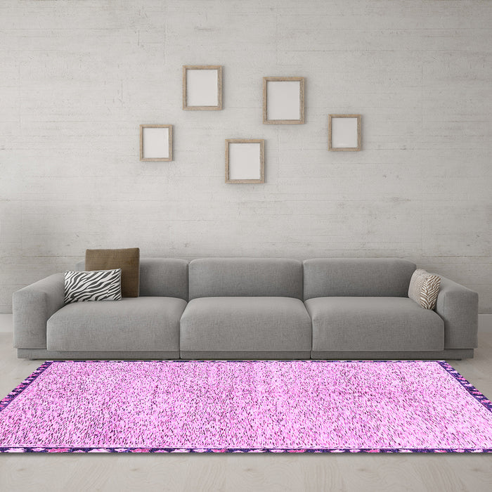 Machine Washable Abstract Purple Modern Area Rugs in a Living Room, wshabs3404pur