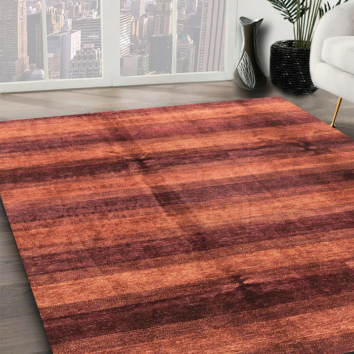 Machine Washable Abstract Bright Orange Rug in a Family Room, wshabs3405