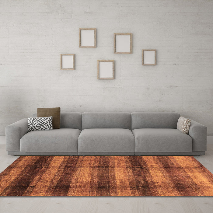 Machine Washable Abstract Brown Modern Rug in a Living Room,, wshabs3405brn