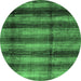 Round Abstract Emerald Green Modern Rug, abs3405emgrn