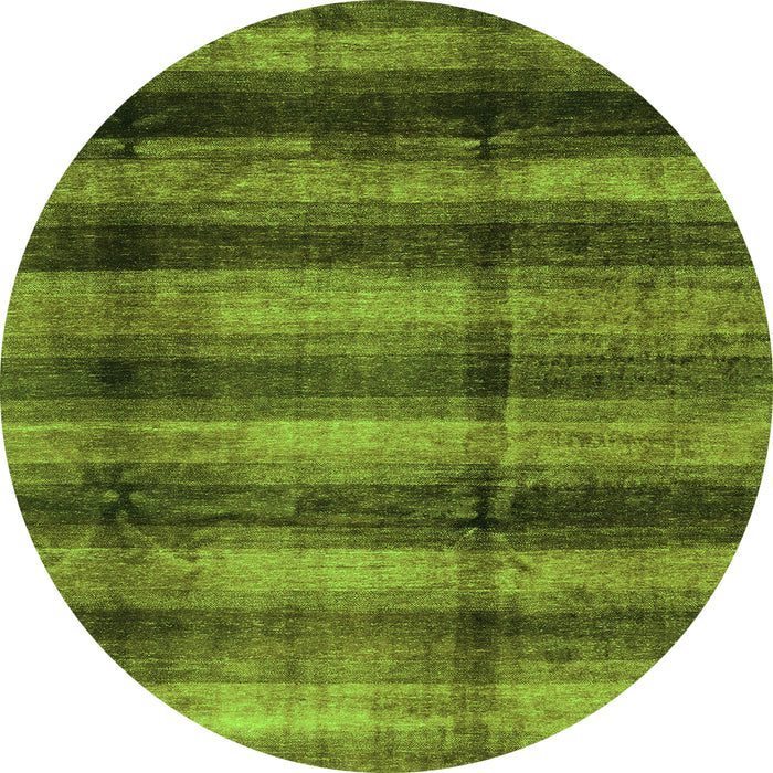Round Machine Washable Abstract Green Modern Area Rugs, wshabs3405grn