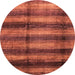 Round Abstract Bright Orange Modern Rug, abs3405