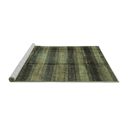 Sideview of Machine Washable Abstract Turquoise Modern Area Rugs, wshabs3405turq