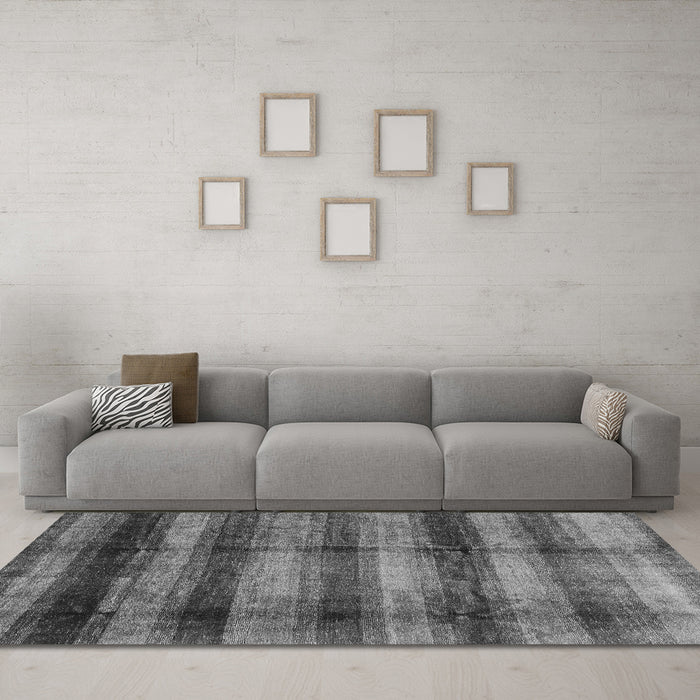 Machine Washable Abstract Gray Modern Rug in a Living Room,, wshabs3405gry