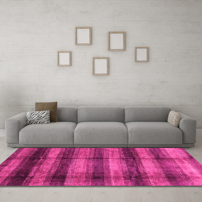 Machine Washable Abstract Pink Modern Rug in a Living Room, wshabs3405pnk