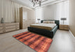 Abstract Bright Orange Modern Rug in a Bedroom, abs3405