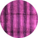 Round Machine Washable Abstract Purple Modern Area Rugs, wshabs3405pur