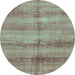 Round Abstract Light Blue Modern Rug, abs3406lblu