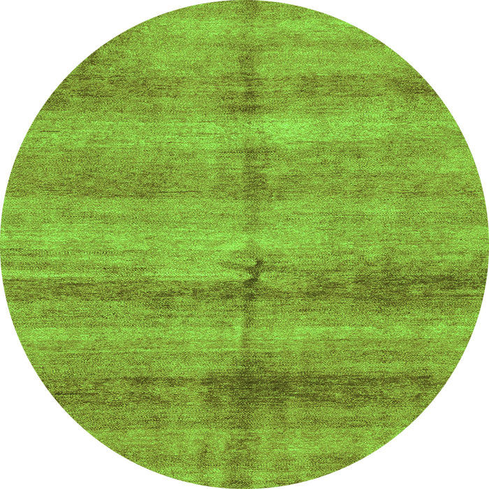 Round Machine Washable Abstract Green Modern Area Rugs, wshabs3406grn