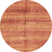 Round Abstract Orange Red Modern Rug, abs3406