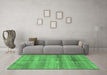 Machine Washable Abstract Emerald Green Modern Area Rugs in a Living Room,, wshabs3406emgrn