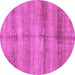 Round Machine Washable Abstract Purple Modern Area Rugs, wshabs3406pur