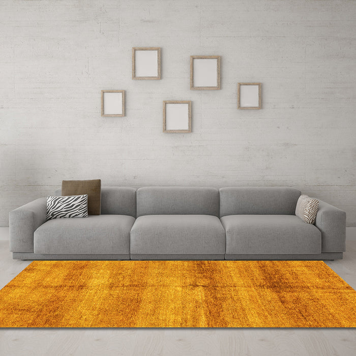 Machine Washable Abstract Yellow Modern Rug in a Living Room, wshabs3406yw