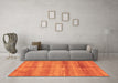 Machine Washable Abstract Orange Modern Area Rugs in a Living Room, wshabs3406org