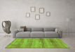 Machine Washable Abstract Green Modern Area Rugs in a Living Room,, wshabs3406grn