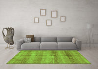 Machine Washable Abstract Green Modern Rug, wshabs3406grn