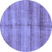 Round Abstract Blue Modern Rug, abs3406blu