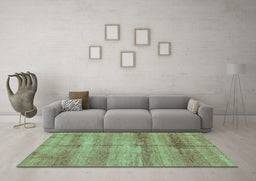 Machine Washable Abstract Turquoise Modern Area Rugs in a Living Room,, wshabs3406turq