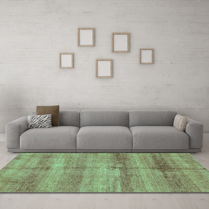 Machine Washable Abstract Turquoise Modern Area Rugs in a Living Room,, wshabs3406turq