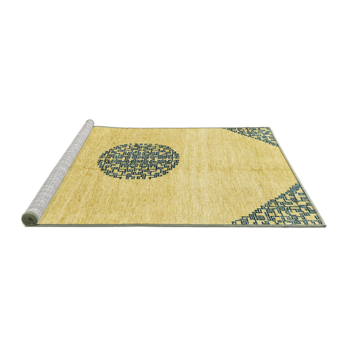 Sideview of Machine Washable Abstract Yellow Rug, wshabs3407