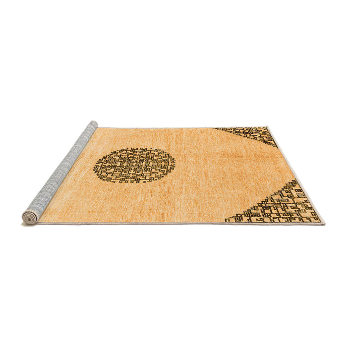 Sideview of Machine Washable Abstract Orange Modern Area Rugs, wshabs3407org