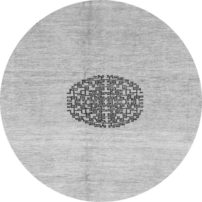 Round Machine Washable Abstract Gray Modern Rug, wshabs3407gry