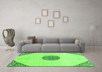 Machine Washable Abstract Green Modern Rug, wshabs3407grn