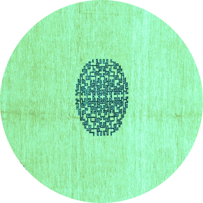 Round Machine Washable Abstract Turquoise Modern Area Rugs, wshabs3407turq