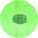 Round Machine Washable Abstract Green Modern Area Rugs, wshabs3407grn