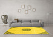 Machine Washable Abstract Yellow Modern Rug in a Living Room, wshabs3407yw