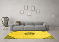 Machine Washable Abstract Yellow Modern Rug, wshabs3407yw