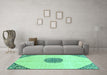 Machine Washable Abstract Turquoise Modern Area Rugs in a Living Room,, wshabs3407turq